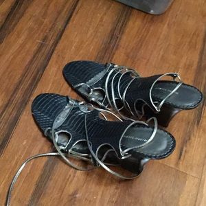 Valerie Stevens Black Open Toed Heels